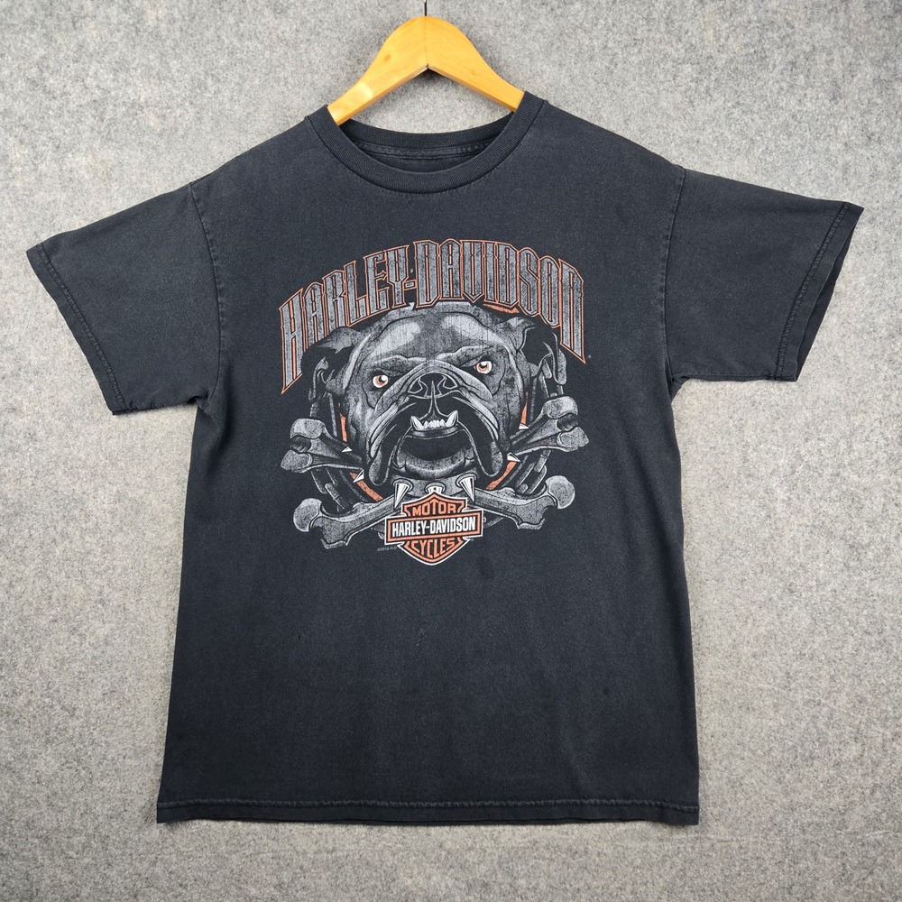 Harley Davidson T Shirt Mens Medium Black Cancun Mexico Bulldog Graphic Y2k